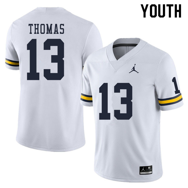 Youth #13 Charles Thomas Michigan Wolverines College Football Jerseys Sale-White